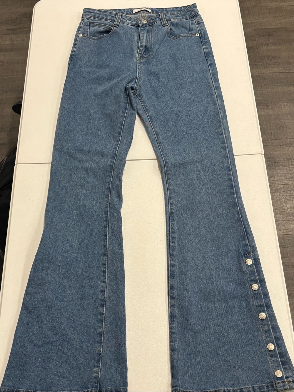 Women's Flare Jeans with Side Buttons Size Small